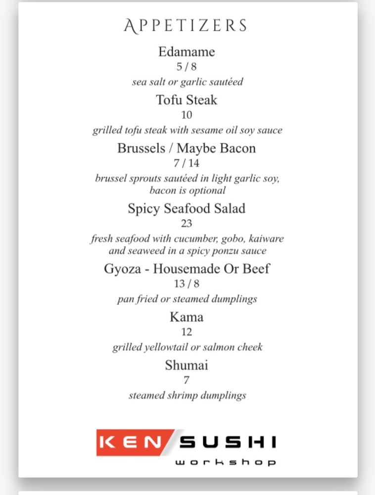 Ken Sushi Workshop Menu - Image 5